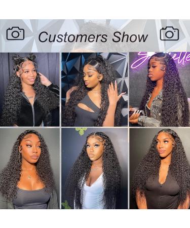 4GIRL4EVER 24 Inch Deep Wave Lace Front Wig Human Hair 180% Density 13X4 Frontal Wigs for Black Women - Pre Plucked with Baby Hair, HD Lace, Natural Black - Buy Online on GoSupps.com