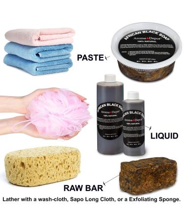 Aroma Depot Raw African Liquid Black Soap - 100% Natural for Acne, Eczema, Psoriasis - Handmade from Ghana - Gallon Size - Buy Online on GoSupps.com