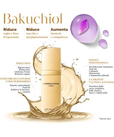  atashi Atashi | L'Essenza Eterna | Regenerating Anti-Aging Serum Booster | Anti-Wrinkle Antioxidant Nourishing and Protection against Blue Light and WIFI | With Bakuchiol and Ferullic Acid | 30 ml - Buy Online on GoSupps.com