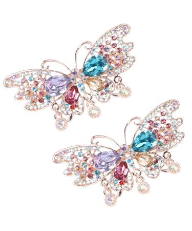 Frcolor 2 pieces of rhinestones glitter butterfly hairpin sparkling hair accessories for girls women christmas birthday party favors
