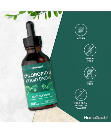 Liquid Chlorophyll Drops for Water | 100ml - 3+ Months Supply | Vegan Liquid Food Supplement Extracted from Alfalfa | Mint Flavour | by Horbaach - Buy Online on GoSupps.com