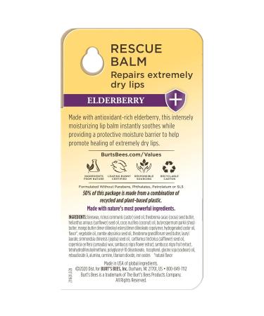 Burt's Bees Rescue Balm Elderberry Lip Balm With Antioxidant-Rich Elderberry Tint-Free Natural Origin Lip Care 1 Tube 0.15 oz. Elderberry 1 Count (Pack of 1) - Buy Online on GoSupps.com