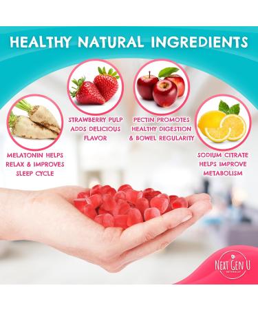 Melatonin Gummies - 10 mg Dietary Supplement - Strawberry Flavored - 120 Vegan Gummies - by NextGenU 1 Count (Pack of 120) - Buy Online on GoSupps.com