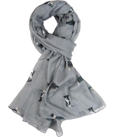 Claudia & Jason Collie Dog Print Soft Scarf For Dog Lovers Grey - Buy Online on GoSupps.com
