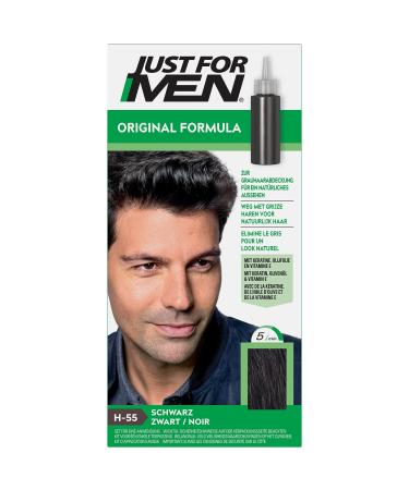 Just for men hair dye black hair color hair color men only covers gray hair and restores the original color for a natural look - H55 66 ml (1 Pack) New version