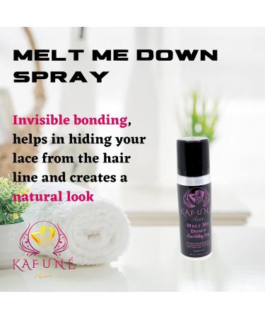 Kafune Amor Hair Melt Me Down Lace Melting Holding Spray - Glueless Wig Install 1-5 Day Hold Safe for HD/Swiss Lace Wig No Flake/Residue Quick Dry Ideal for Daily Wearers Substitute for lace glue 2 Fl Oz (Pack of 1) - Buy Online on GoSupps.com