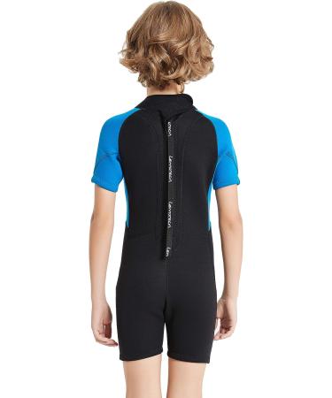 Lemorecn Kids 3mm & 2mm Wetsuits Youth Premium Neoprene Shorty Swim Suit - Black+Light Blue, Size 10 - Buy Online on GoSupps.com