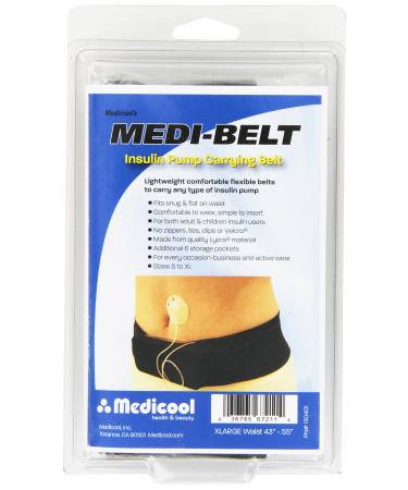 Medicool Medi-Belt Carrier Lightweight Comfortable Flexible Belts for Insulin Pump | MEDBELTBK5 X-Large (Pack of 1)