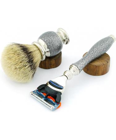 5Pc Men's Shaving Kit - Silver Tip Badger Brush Razor Soap & Bowl | Perfect Gift for Men - Buy Online on GoSupps.com