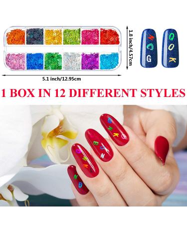 48 Boxes Holographic Letter Nail Sequins Stickers | 3D Glitter Flakes & Laser Confetti for Stunning Nail Art | Perfect for Nail Salon & DIY Designs - Buy Online on GoSupps.com