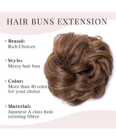 Light Brown Wavy Curly Hair Bun Scrunchie Extensions 40g - Messy Chignon Updo Ponytail Hairpiece - Buy Online on GoSupps.com