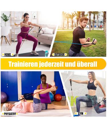 5-Piece Resistance Bands Set - Fitness Straps with Handles Ankle Strap & Door Attachment for Pilates & Strength Training - 150LBS - Buy Online on GoSupps.com