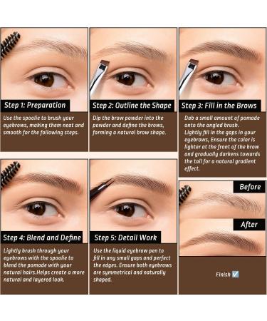 Buy Eyebrow Pomade Stamp | Microblading Liquid Pen Kit | Dark Brown Eyebrow Kit with Spoolie Brush & Travel Pouch - Fast International Shipping - Buy Online on GoSupps.com