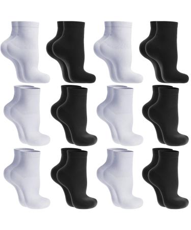 Neuropathy Socks for Women 100% Seamless Ultra-Soft Diabetic Socks with Non-Binding Top 6 Pairs in Black 6 Pairs in White Size 6-9
