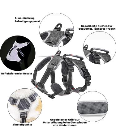 Belpro Multi-Purpose Dog Harness - No Pull Reflective Adjustable Vest for Large Dogs - Durable Handle & Dog Dishes (1 Pack Black) - Buy Online on GoSupps.com