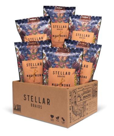 Stellar Pretzel Braids Maui Monk Sweet Maui Onion Style Seasoned Pretzels 5oz (Pack of 6) Vegan Non-GMO Woman-Owned Baked with love by Stellar Snacks