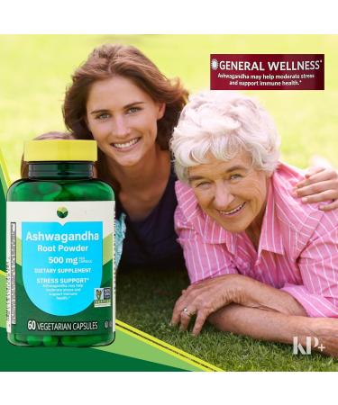 KP+ Ashwagandha Root Powder 500 mg | General Wellness | May Help Moderate Stress & Support Immune Health | Dietary Supplement | 60 Vegetarian Capsules | Pack of 1 - Buy Online on GoSupps.com