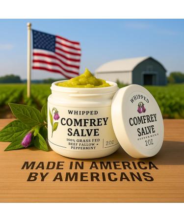 Organic Comfrey Salve Peppermint Comfrey Cream | Comfrey Salve for Bone Support Organic | Joint & Muscle Support Cream Whipped Balm 2oz Peppermint with Grass-Fed Beef Tallow & Jojoba Oil - Buy Online on GoSupps.com