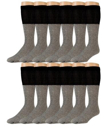 Yacht & Smith 12 Pair of Diabetic Socks Nephropathy Socks Colored Diabetic Socks Thermal Gray with Black Top (Womens (9-11) Gray with Black Top) Womens (9-11) Gray With Black Top