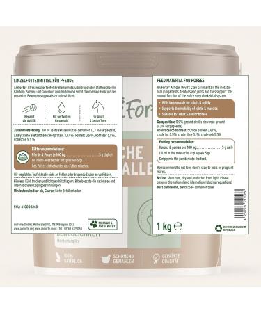 AniForte Active Devil's Claw Joint Powder for Horses 1kg - Devil's Claw Powder for Tendons and Ligaments Supports Mobility and Joint Function - Buy Online on GoSupps.com