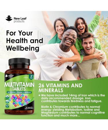 High Strength Vegan Multivitamin & Minerals with Iron - 26 Essential Active Tablets for Men & Women | A-Z Complete Daily Vitamins | Gluten & GMO Free | 3 Month Supply | UK Made - Buy Online on GoSupps.com