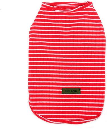 Paidful Summer Striped T-Shirt for Small Dogs 100% Cotton Sleeveless Top for Young Girls Chihuahua & Yorkshire Red Size M (Back Length: 25cm Bust: 37cm) - Buy Online on GoSupps.com