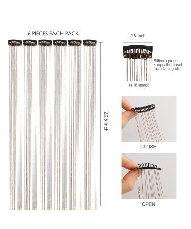 SEPTBEAM Pink Hair Tinsel Clip in Extensions - 20.5 Inch, 6pcs Pack - Synthetic Highlights for Party, Christmas, New Year, Halloween - Multi-Color Hair Extensions - Cosplay Essential - Buy Online on GoSupps.com