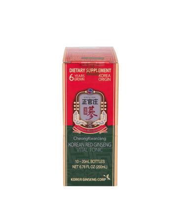 Cheong Kwan Jang Korean Red Ginseng Vital Tonic 10 Bottles 0.68 fl oz (20 ml) Each