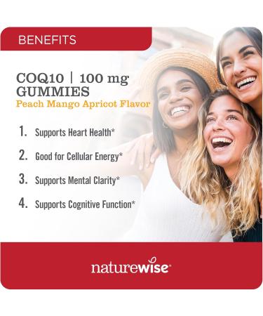 NatureWise CoQ10 Gummies 100mg - Vegan Peach Mango Heart Health Supplement - Pectin-Based Gluten-Free Non-GMO - 60 Count (1-Month Supply - Buy Online on GoSupps.com