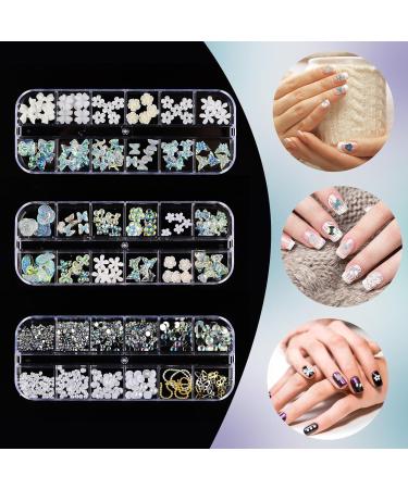 36 Grids 3D Acrylic Butterfly Flower Nail Jewelry Bear Nail Jewelry 3D Nail Jewelry Flat Nail Jewelry Stars AB Gemstones Stones Pearls Gold Metal Nails for DIY Nail Art Design Jewelry Making - Buy Online on GoSupps.com