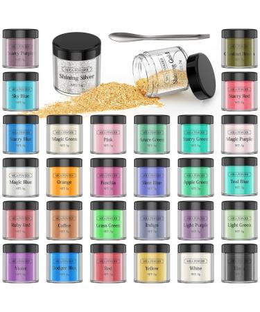 Mica Powder - 30 Pearlescent Pigments Powder Set- Natural Cosmetic Grade  Pigment for Epoxy Resin, Soap Dye, Lip Gloss, Nail Polish, Makeup, Candle  Making, Bath Bombs, Slime