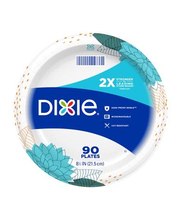 Dixie Paper Plates, 8  inch, Lunch or Light Dinner Size Printed Disposable Plate, Packaging and Design May Vary 90 Counts (Pack of 1)