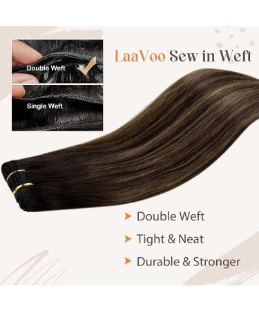 LAAVOO TREEEN Real Hair Extensions 30cm - Darkest Brown Ombre Light Brown Balayage Remy Sew-In 80g #2/8/2 - Buy Online on GoSupps.com
