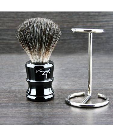 Steel shaving brush and stand eco-friendly bristles black