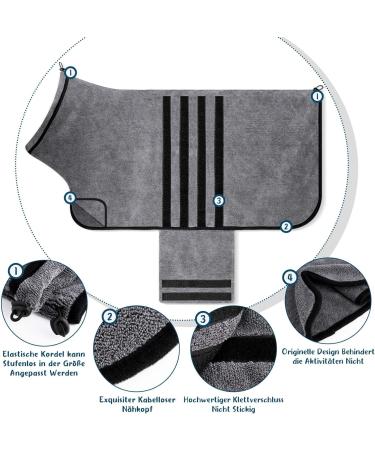 BasVII Microfiber Dog Bumper Bathrobe - Extra Absorbent Fast-Drying Adjustable for All Dog Sizes | XXL Gray - Buy Online on GoSupps.com