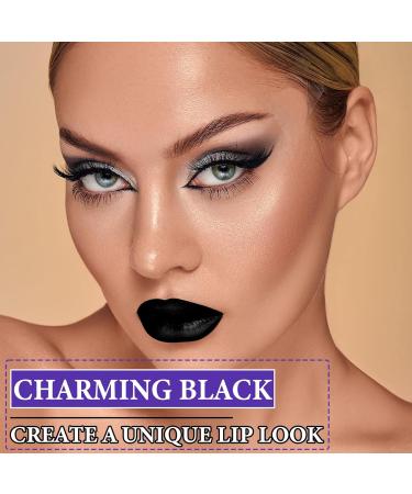 2Pcs Black Matte Liquid Lipstick & Lip Liner Set | Waterproof Long Lasting Smudge Proof | Perfect for Halloween & Goth Makeup - Buy Online on GoSupps.com