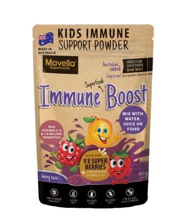 Kids Immune Support Powder - Immune Boost with Vitamin C A + E Magnesium & Probiotics for with 9 Superberries - Berry Taste Immunity Gummies Alternative 3.52oz (100g) 3.53 Ounce (Pack of 1)