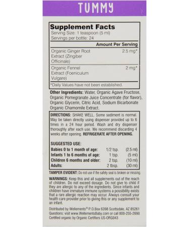 Wellements Organic Gripe Water 4 Fl Oz - Pediatrician Recommended for Infant Stomach Discomfort - Buy Online on GoSupps.com
