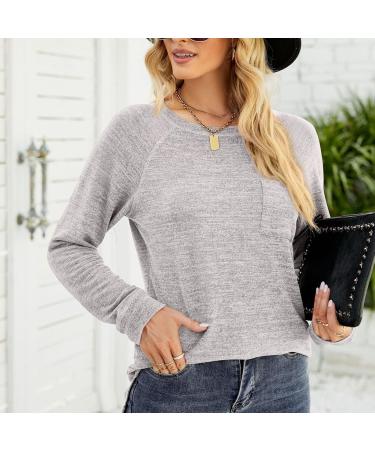 HAIBING Women Top Women Shirt Pullover Long Sleeve Raglan Sleeve for Daily Wear (S) Light Gray CH Light Gray - Buy Online on GoSupps.com