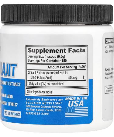 Shilajit Unflavored 75 g 265 oz EVLution Nutrition - Buy Online on GoSupps.com