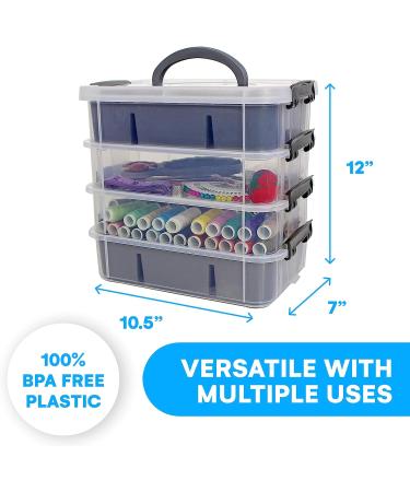 Stackable Storage Container with 2 Trays - Gray | Craft Storage & Bead Organizer Box - Buy Online on GoSupps.com