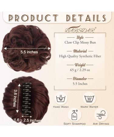 Barsdar Claws Clip Messy Bun Hair Part | Clip-In Claw Hair Tie & Curly Synthetic Hair Extensions for Women | Perfect for Ponytails & Chignons in Burgundy - Buy Online on GoSupps.com