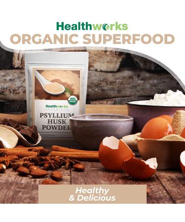 Healthworks Organic Psyllium Husk Powder - 16oz | Raw, Vegan, Non-GMO, Keto | Indian Ground Fiber Supplement - Buy Online on GoSupps.com
