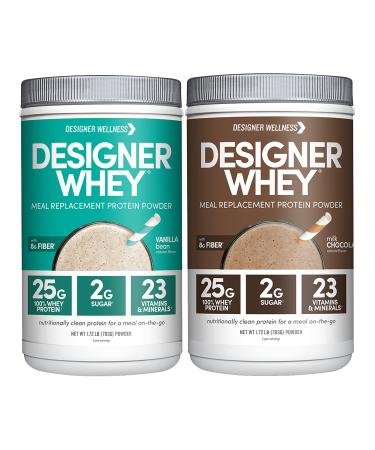 Designer Wellness Designer Whey Meal Replacement Protein Powder 1.72lb Vanilla & 1.72lb Chocolate Bundle