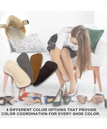 Comfort Heel Pads for Shoes - Leather Heel Cushions for Pain Relief & Blister Prevention - High Heel Comfort Pads for Men & Women - 4 Pairs Dark Grey - Buy Online on GoSupps.com