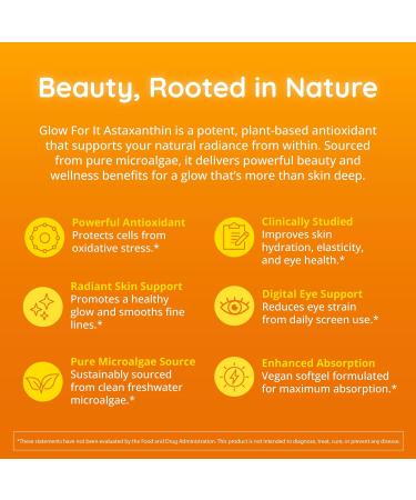 Astaxanthin Supplement 12mg | Plant-Based Antioxidant for Skin Hydration Elasticity & Radiant Glow | From Algae Extract | Non-GMO Vegan Made in USA | 2 Month Supply 60 Softgels - Buy Online on GoSupps.com