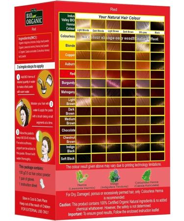 Organic Red Henna Hair Dye Powder - Triple Sifted Microfine 100g (Pack of 1) - Buy Online on GoSupps.com