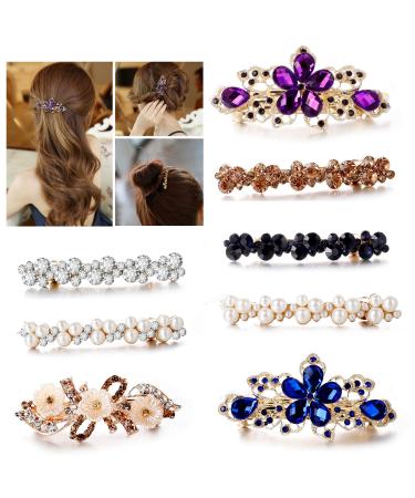 Minimalism CZ White Pearl Hair Clips Decorative Champagne brown CZ Crystal Hair Barrettes Bridal Hair Pins Bridal Hair Clip Handmade Hair Accessories for Teens Girls Women with Hair Styling (Mix)