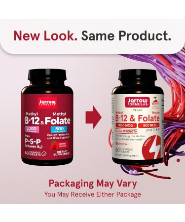 Jarrow Formulas Ultra Strength Methyl B-12 5000 mcg & Methyl Folate 800 mcg + P-5-P & MagMind Brain Health with Magtein (Magnesium L-Threonate) Dietary Supplement - Buy Online on GoSupps.com
