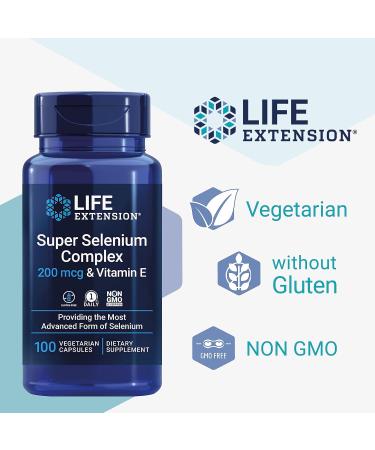 Selenium Complex & Vitamin E 100 Vegan Capsules | Gluten-Free & Non-GMO | Life Extension - Buy Online on GoSupps.com